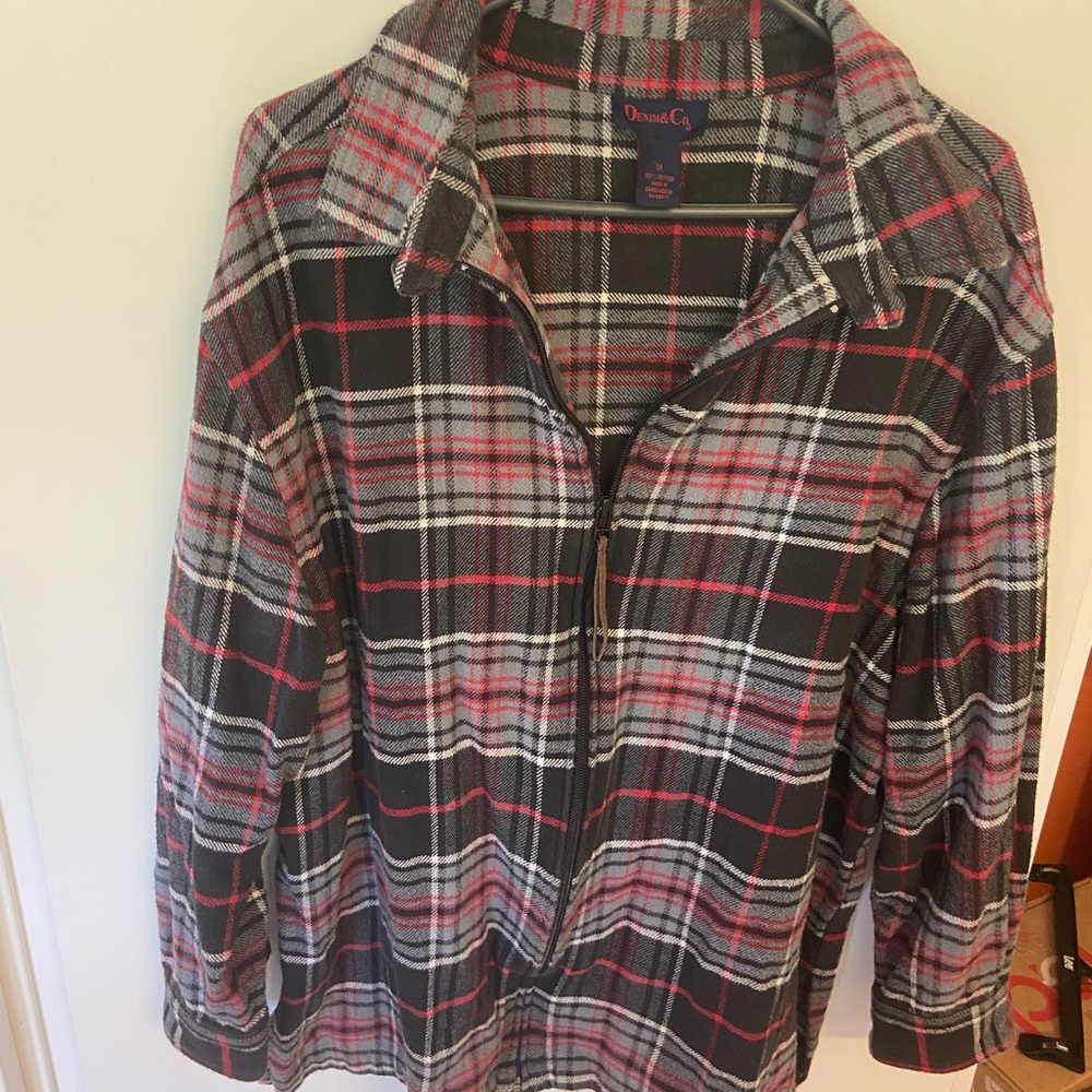 Denim&Co. Black and Red Plaid Jacket Woman’s